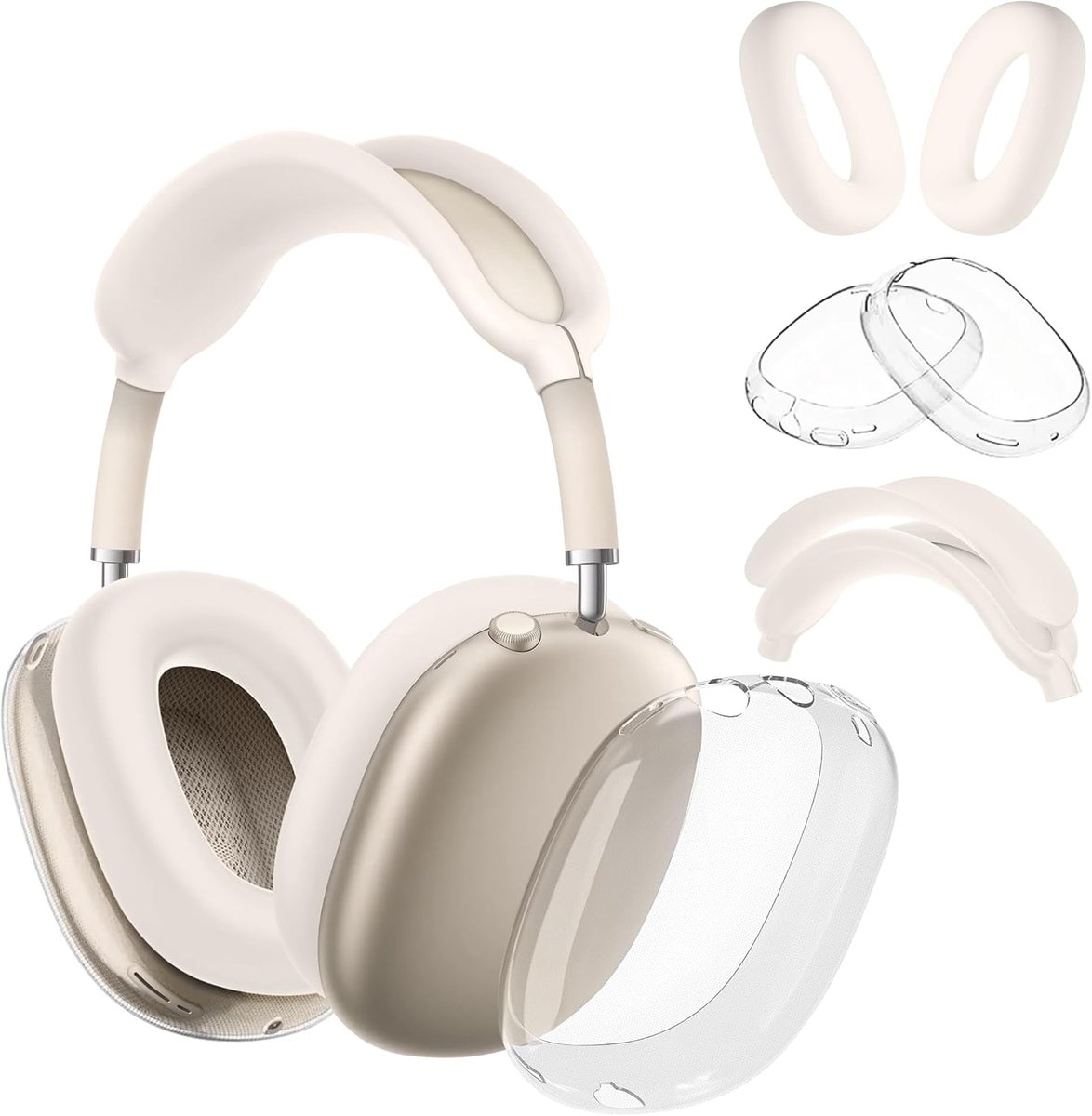 SnelShoppen - Beschermhoes Compatibel met AirPods Max 1/2 Oorkussens | Oorkap Bescherming, Siliconen Beschermhoes voor AirPods Max 1/2, Sterrenlichtkl