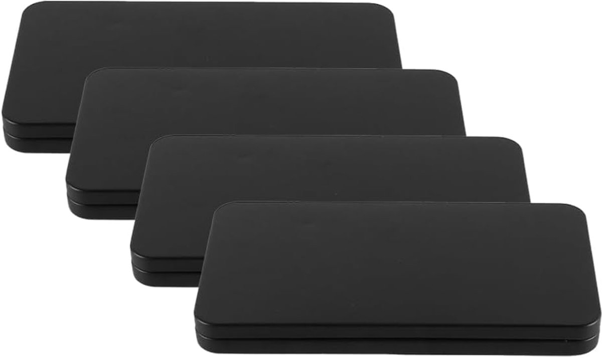 SnelShoppen - 4 Stuks Metaal Spaarpotten - Zwarte Gelddozen met Deksel - Compacte Geldorganizer - 17x9x1.5cm - Voor Cash en Munten - Stijlvolle Opberg