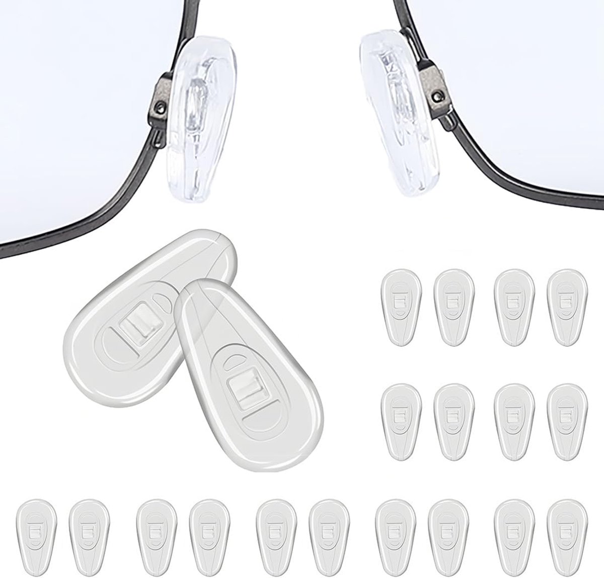 SnelShoppen - 10 Paar Neusbril Neuspads voor Brillen, Silicoon, Antislip, Zacht, Transparant, Perfect voor Zonnebrillen en Brillenaccessoires
