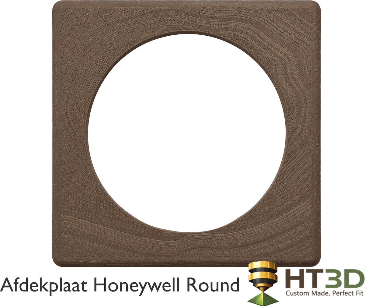 Afdekplaat Honeywell Round - Vierkant - Houtlook - Honeywell Round Thermostaat - Kamerthermostaat - Thermostaat - Muurplaat - Afdekraam - Grondplaat - Houder - HT3D