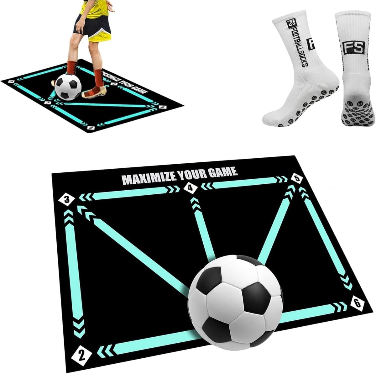 Voetbal oefenmat 60x90 cm – Antislip, Demping en Balcontrole voor Kinderen 4-15 jaar – Perfect voor Tuin, Voetbalveld en Gym