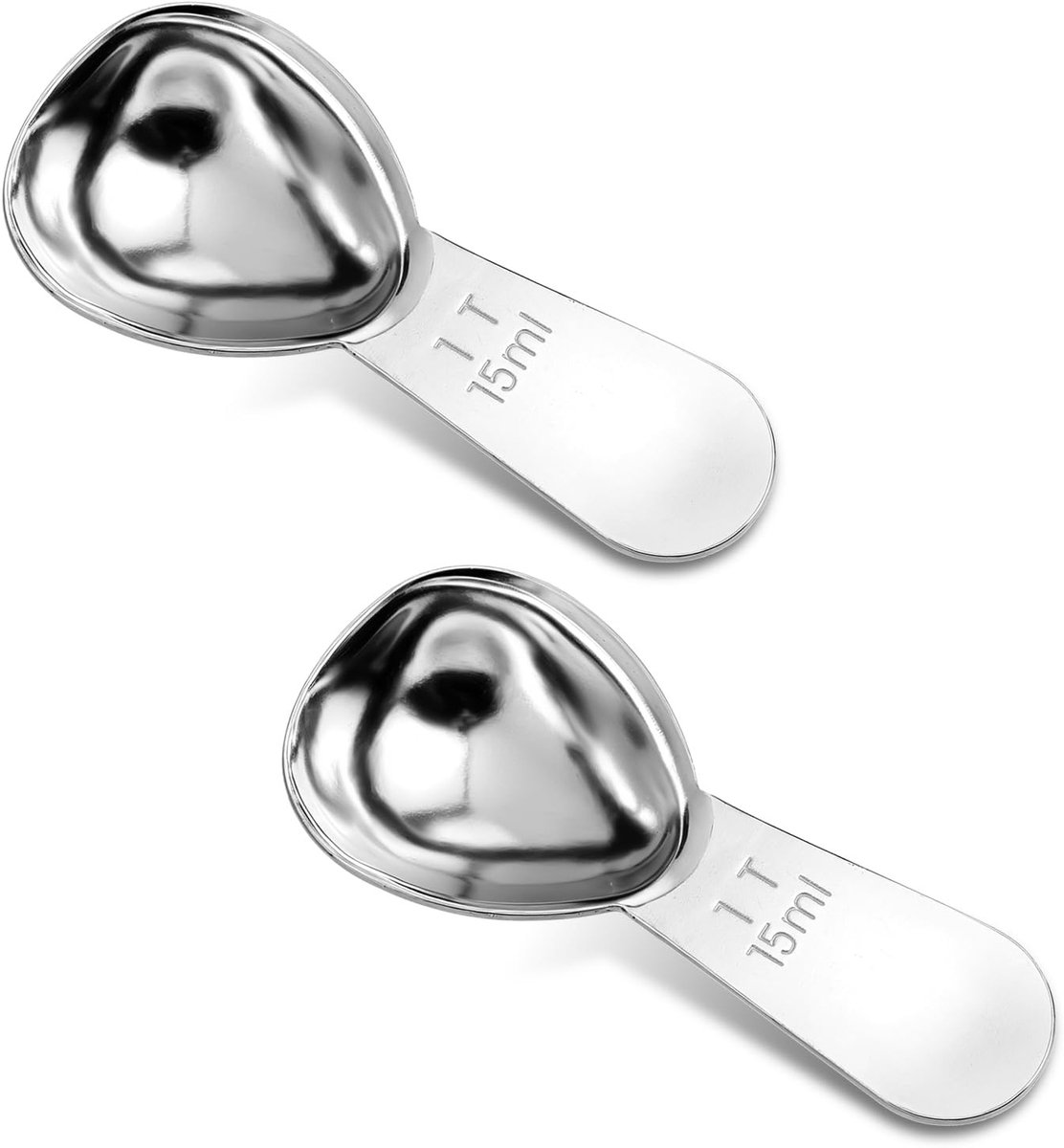 Koffielepel met Korte Handgreep - 1 Eetlepel (15 ml) RVS Maatlepel voor Koffie, Melk en Bakken - Set van 2 voor Nauwkeurig Maten van Bonen en Ingrediënten