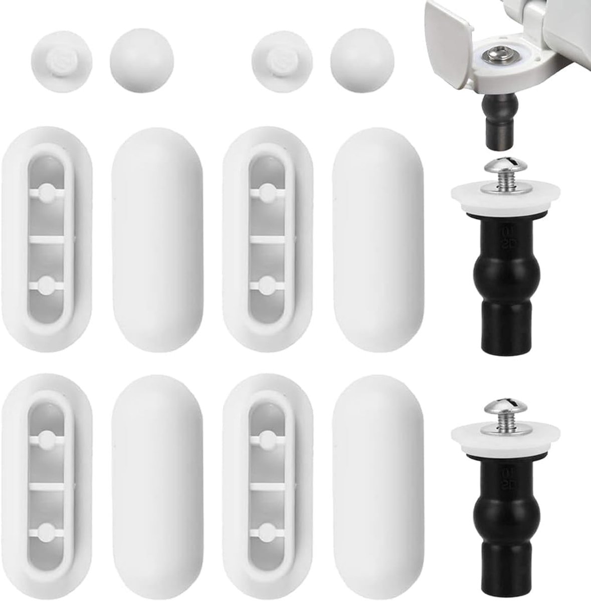 SnelShoppen - 12-delige universele toiletbril pads set, plastic toiletzitting, bumper en bevestigingsschroeven voor toiletzitting, verbeterde stabilit