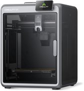 Creality K2 3D-printer met een strak, modern design, staalgrijs met een glanzend zwart accent en een transparant deurtje.