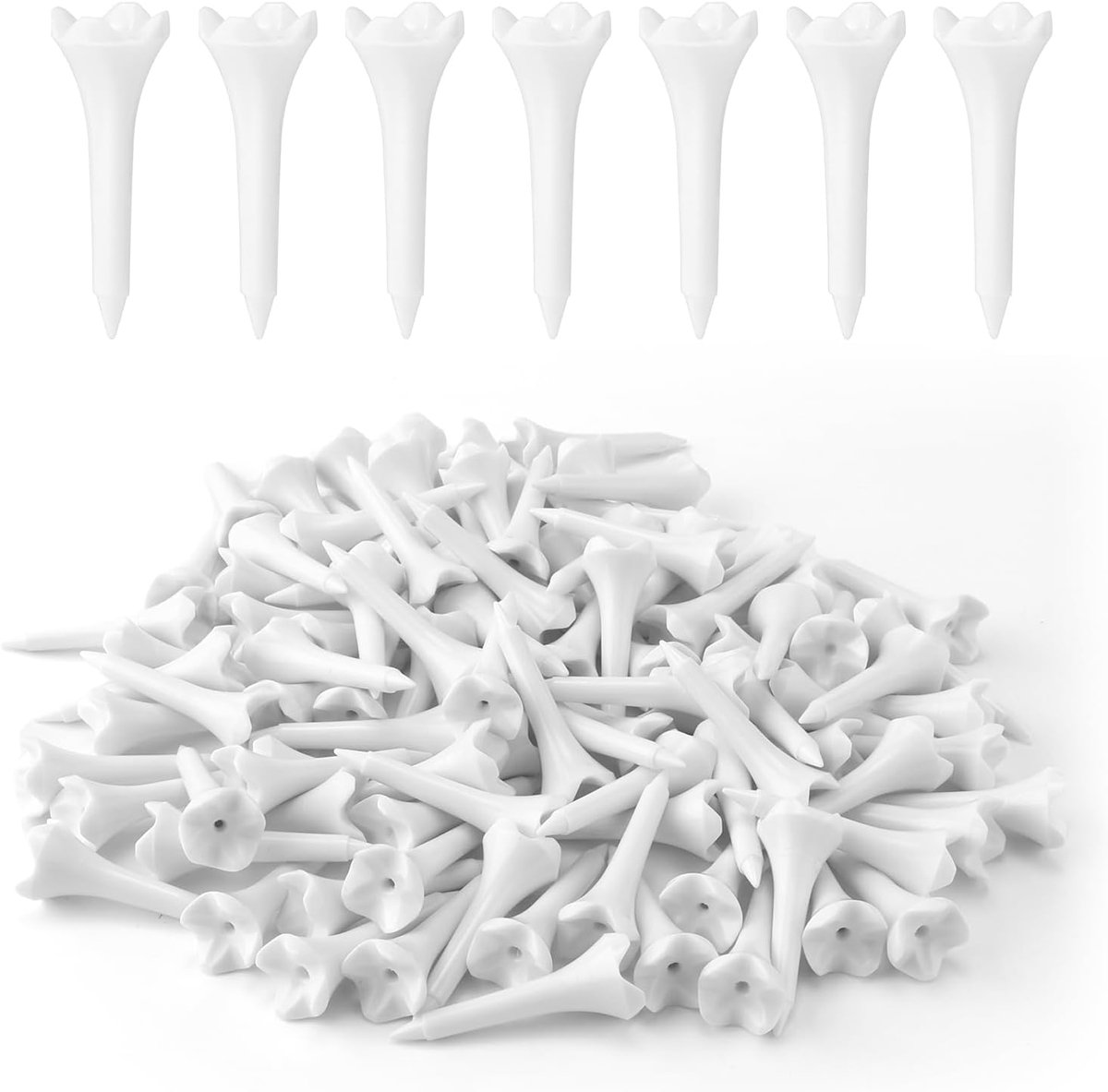 SnelShoppen - 150 Stuks Plastic Golftees 3.8cm - 4-Punt Hoge Zichtbaarheid - Ideaal voor Training op Golfbaan, Driving Range en Hybrides - Witte Kleur