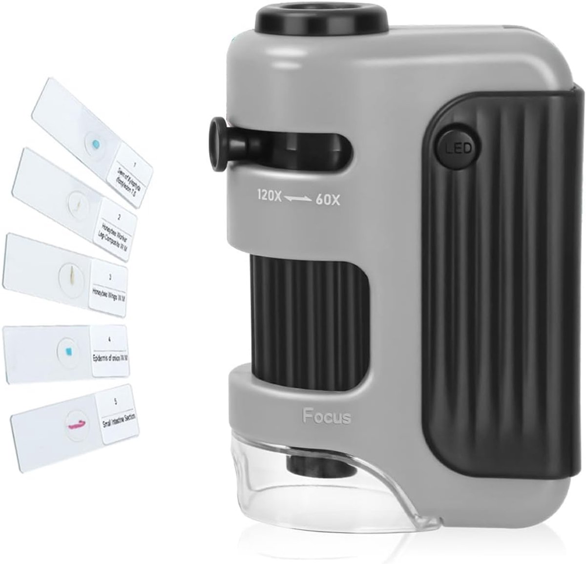SnelShoppen - Pocket Microscoop 60x-120x Draagbare Hand Microscoop met Verlichting voor Microbiologische Observatie en Laboratoriumonderwijs