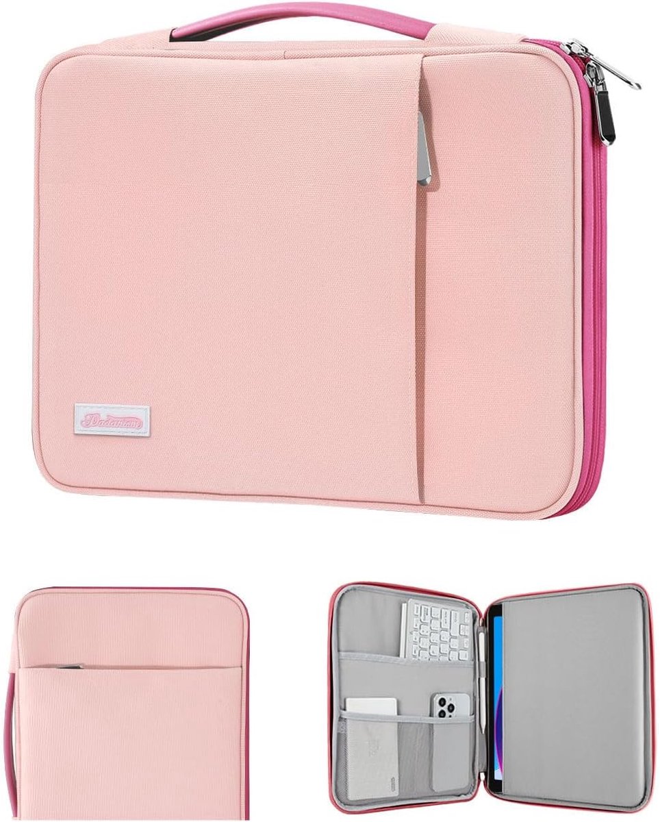 SnelShoppen - Dadanism Tablet Sleeve Organizer Draagtas voor 9-11 Inch Tablets, Lichtroze, Inclusief Handvat, Geschikt voor iPad, Galaxy Tab A9+ en me