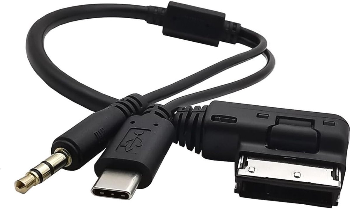 SnelShoppen - 3.5mm Audio naar USB-C Kabelaansluiting voor Auto's - Geschikt voor A6L, Q5, Q7, A8, S5, A5, A4L, A3, A1 - 0.3m - Stereo Audiokabel