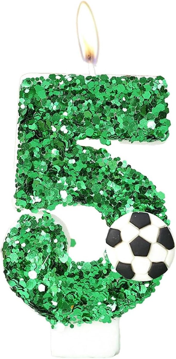 YANGWEN 3D birthday candles, football, green candle, birthday candles, bengal candle number 5, cake decoration - ShopVlot