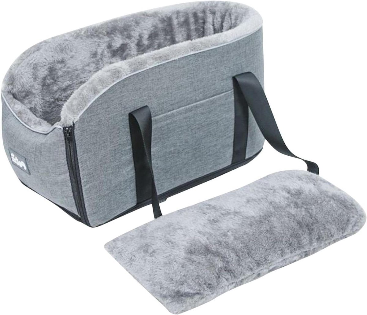 Honden Autostoel - Reisbed Hond - Veilig Reizen - Zachte Vulling - 45 x 22 x 25 cm - Grijs