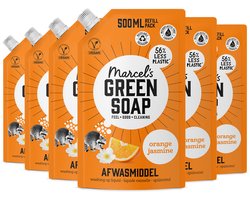 Marcel's Green Soap Afwasmiddel Navulling - Sinaasappel & Jasmijn - 6 x 500 ml