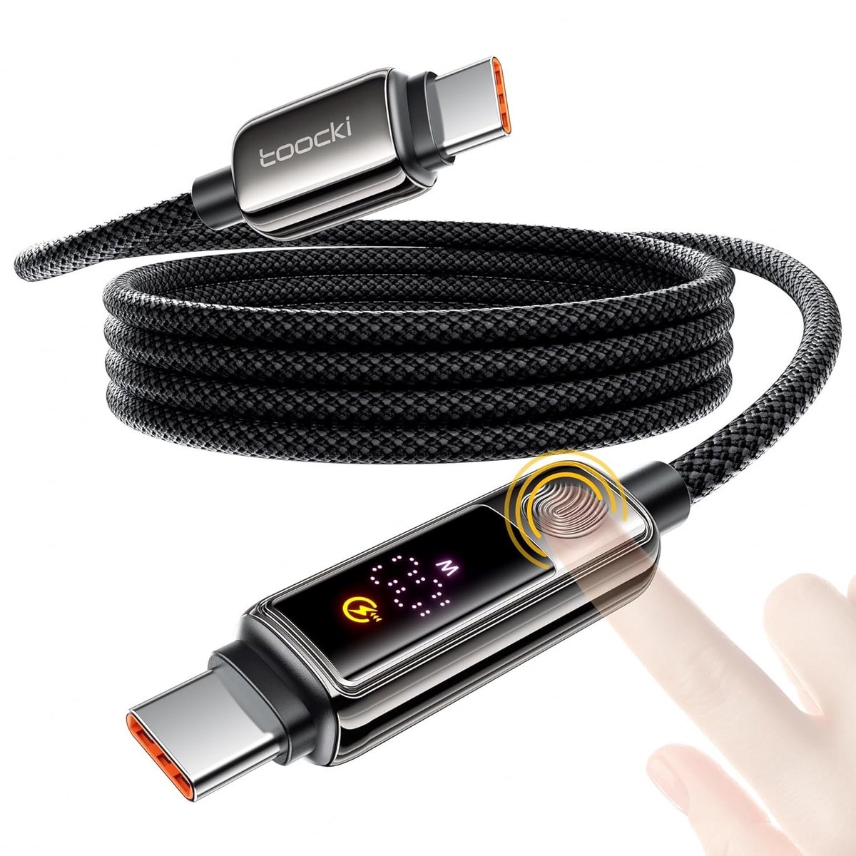 USB-C Oplaadkabel 100W 3M met LED Display en Touch Functie | 5A Snelladen, Power Display, Geschikt voor iPhone 17/16/15 Pro Max, MacBook, iPad, Galaxy S25/S24, Pixel