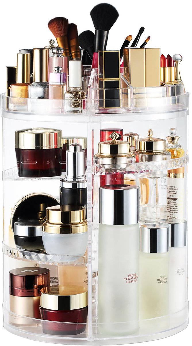 SnelShoppen - 360 Graden Draaibare Make-up Organizer met 8 Lagen voor Sieraden en Cosmetica - Kristalhelder Opbergdoos voor Thuis, Reizen en Feestjes