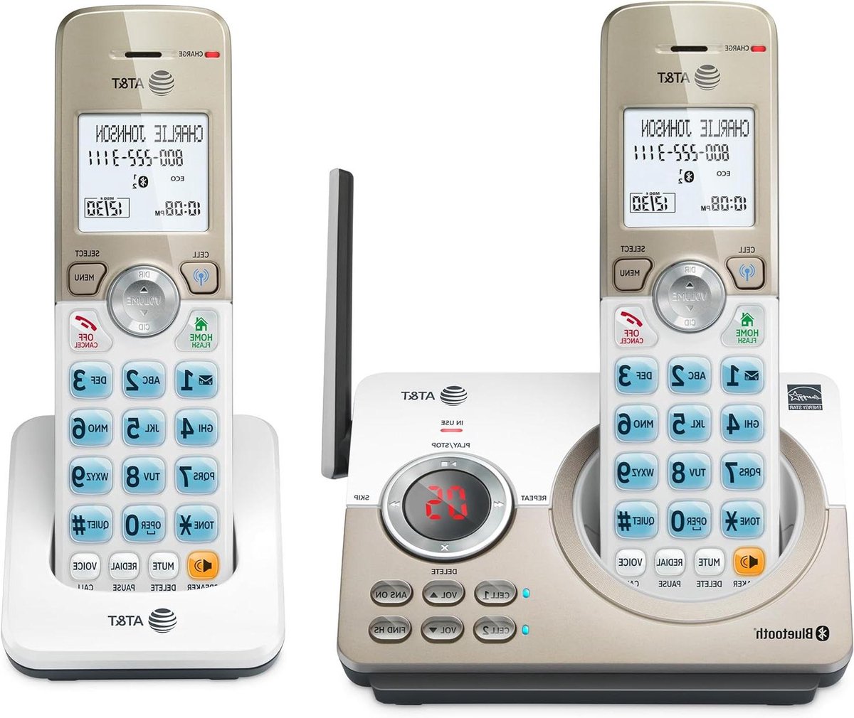 Draadloze Telefoon - DECT Telefoon - Thuis Bellen - Bluetooth Cel Connectie - 2 Handsets - Grijs