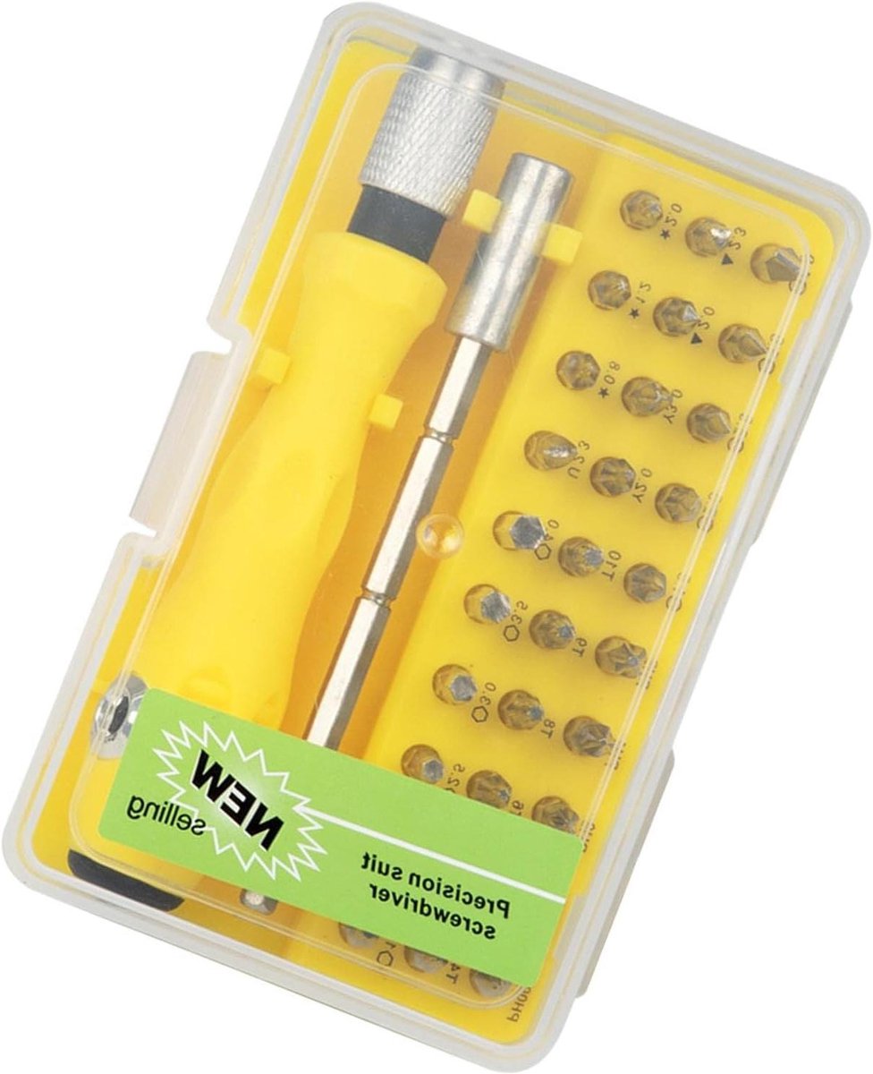 Mini Schroevendraaierset - Precisie Gereedschap Set - Elektronica Reparatie - Ergonomische Handgreep - 32 Delig - Grijs