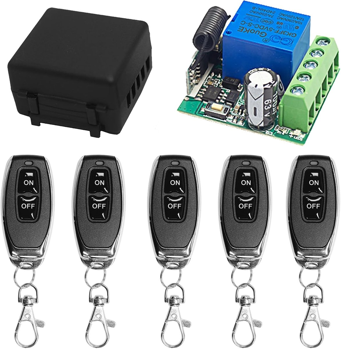 SnelShoppen - Draadloze Afstandsbediening Schakelaar 433 MHz met Potentiaalvrije Contacten voor DC 12V - Ideaal voor Tuin, Keuken en Feestgebruik