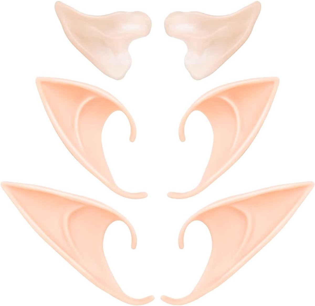 3 Paar Elf Oren, Puntige Fee Oren van Latex voor Cosplay, Halloween, Feestdecoraties en Kostuums