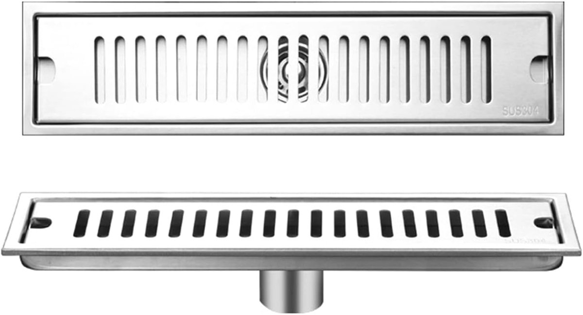SnelShoppen - Long Shower Drainer, RVS Rectangulaire Vloerafvoer voor Douche, Haarafvoer, Afneembaar, 40cm, Duurzaam en Roestvrij voor Badkamer, WC, K