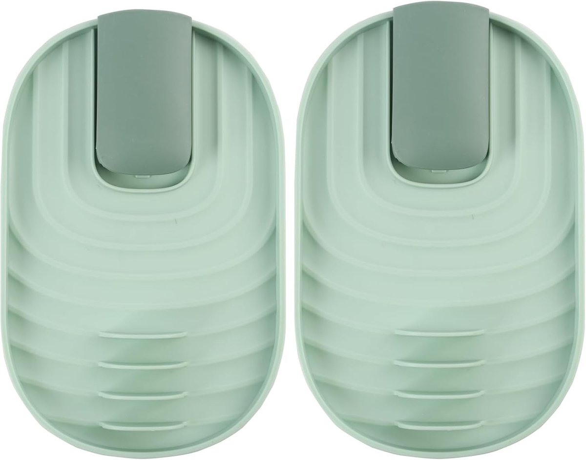 Set van 2 Houder voor Pannenlids en Keukengerei in Groen – Opberghouder voor Lepels en Deksel, Spatbescherming voor Werkblad, Keuken Organizer