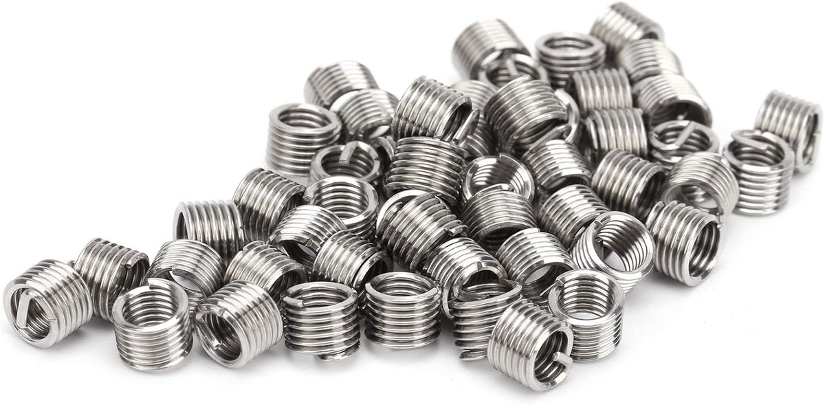 SnelShoppen - 50-delige Draadinvoerset, 304 RVS NPT UNF 10-32 X 1-3 D Schroefhulzen Assortiment Helicale Type Voor Autoreparaties (1.5D)