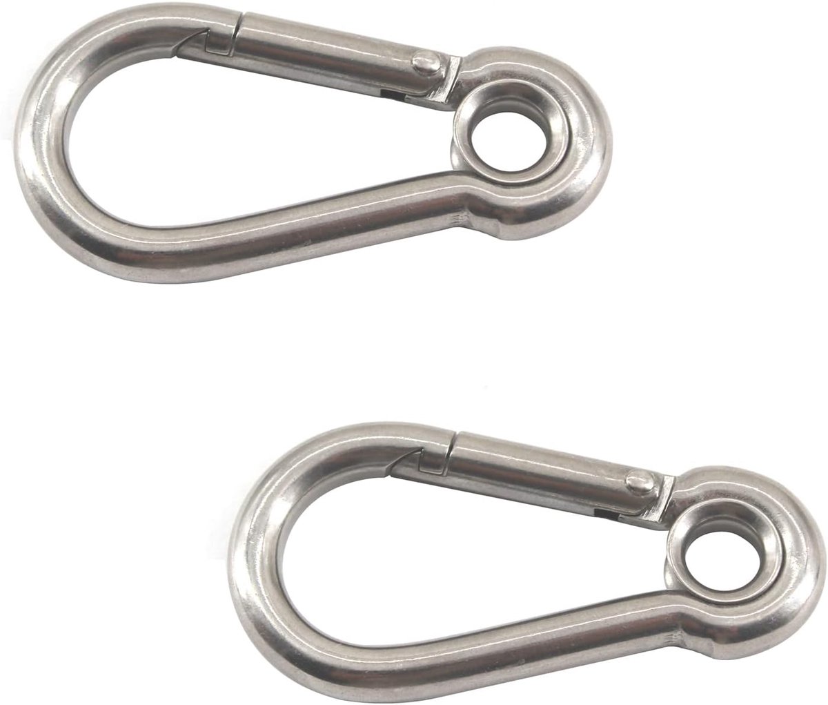SnelShoppen - 10x100mm Heavy Duty Veerhaak 304 RVS Karabijnhaak Metalen Clips Sleutelhanger Linkgesp Voor Hangmatten, Kamperen, Sleutelhanger, Hondenk