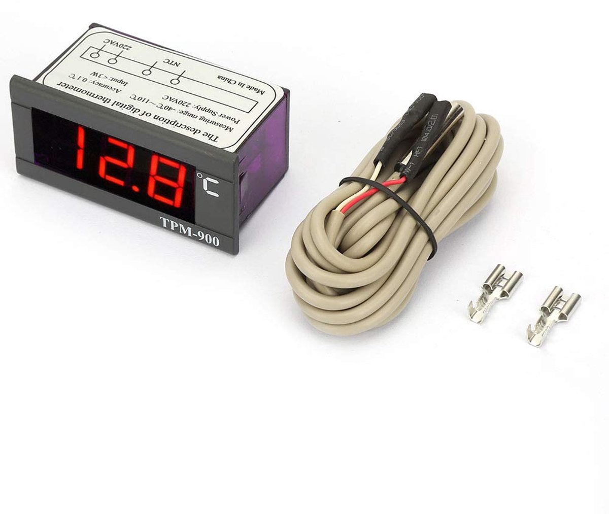 SnelShoppen - Digitale Temperatuurcontroller 40° tot 110° C - 220V Thermostaat met Sensor en LED Paneel - Hoge Nauwkeurigheid voor Thuis en Tuingebrui