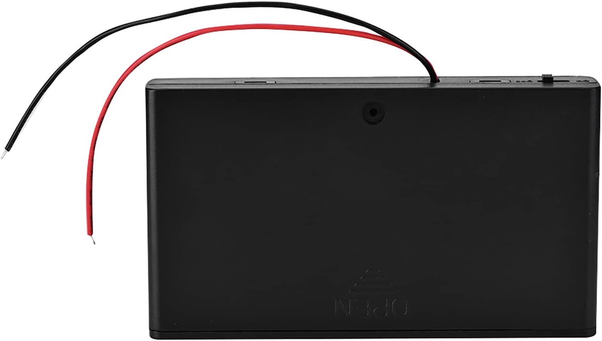 SnelShoppen - 12 Volt AA Batterij Box met Deksel en Schakelaar - 8 Vakjes AA Batterij Houder voor Organisatie en Opslag - Zwart ABS, Perfect voor Camp