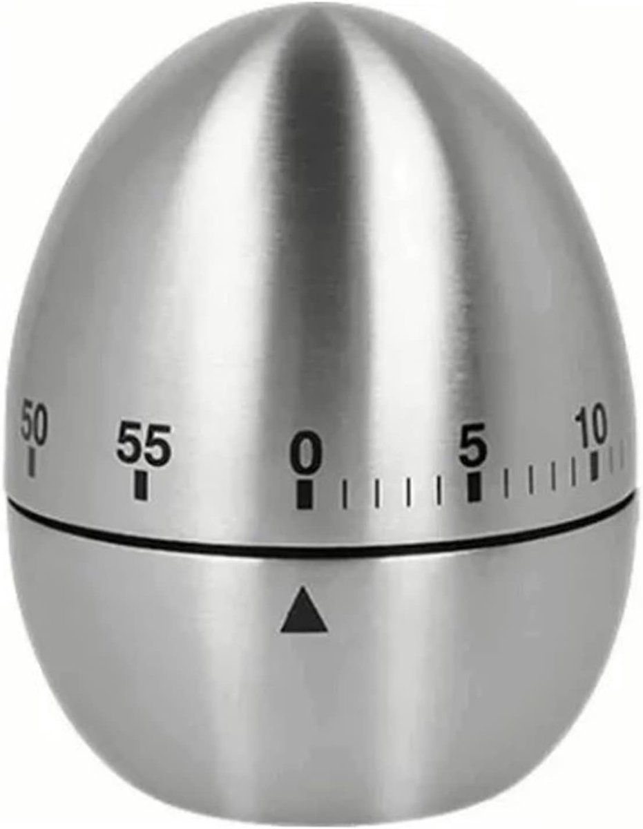 SnelShoppen - Mechanische Keuken Eierwekker RVS Kooktimer 60 Minuten met Antislip Onderkant voor Koken en Bakken