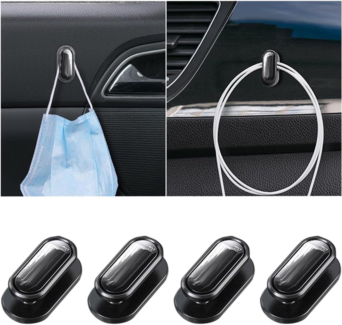 SnelShoppen - 4 Stuks Auto Mini Haakjes, Multifunctionele Zelfklevende Achterzitplaats Hangers, Auto Sticker Haken voor Sleutels, Universele Accessoir