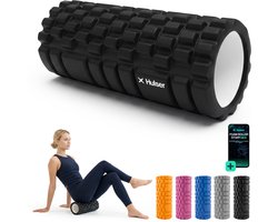 Hulser Foam Roller 33 cm – Massage roller – Fitness en Yoga foamroller – Zwart – Met digitale startgids - Voor triggerpoint massage - Grid Trigger