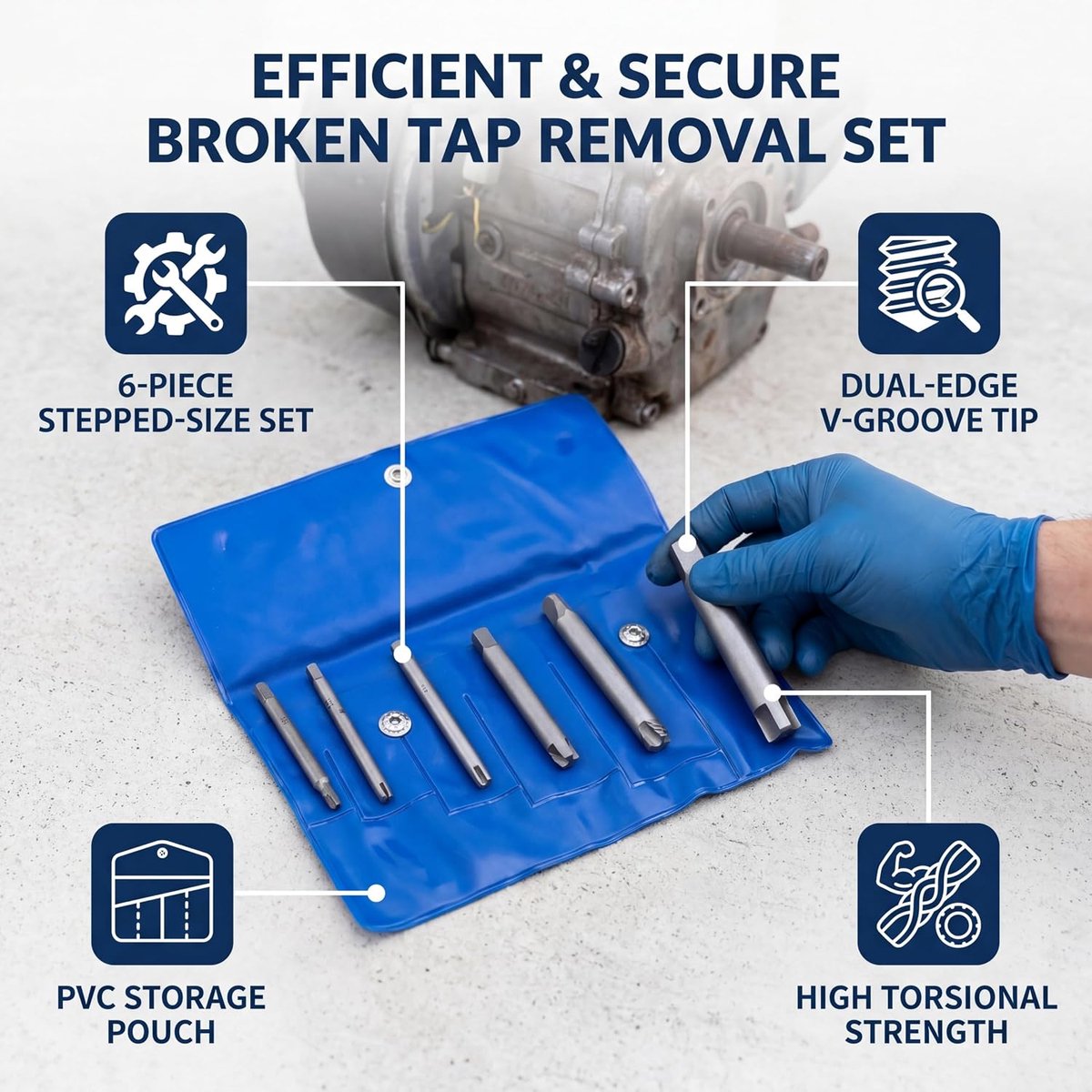 SnelShoppen - Stripped Screw Removal Set - 6 delige Tap Puller Set van Hoogwaardig Staal - Voor het Verwijderen van Beschadigde, Roestige of Gebroken