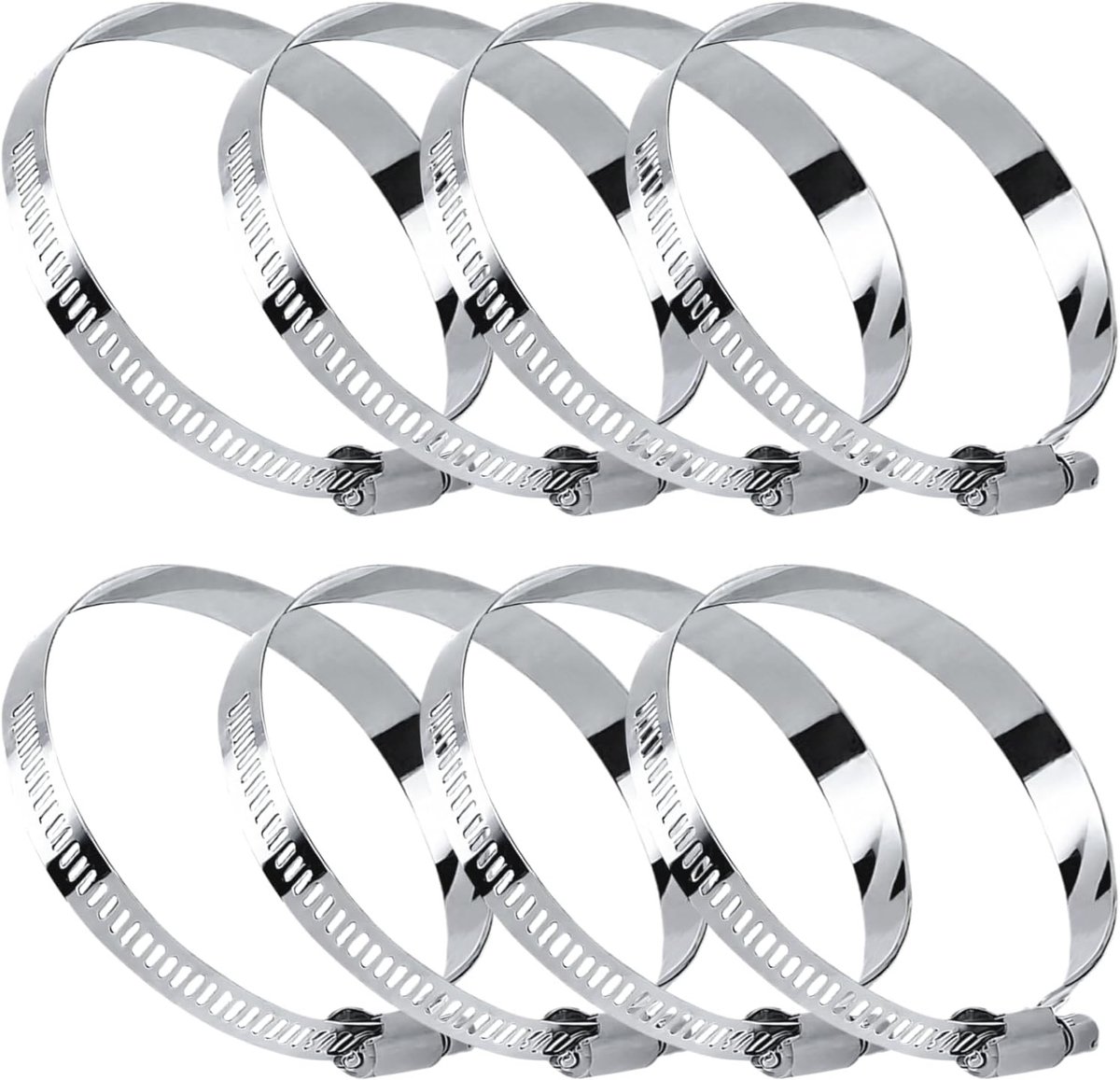 8 Stuks RVS Slangklemmen 80-100mm Verstelbare Slangklemmen Set voor Auto, Industrie en Tuin, Duurzame Klemmen voor het Verbinden en Bevestigen van Slangen en Buizen