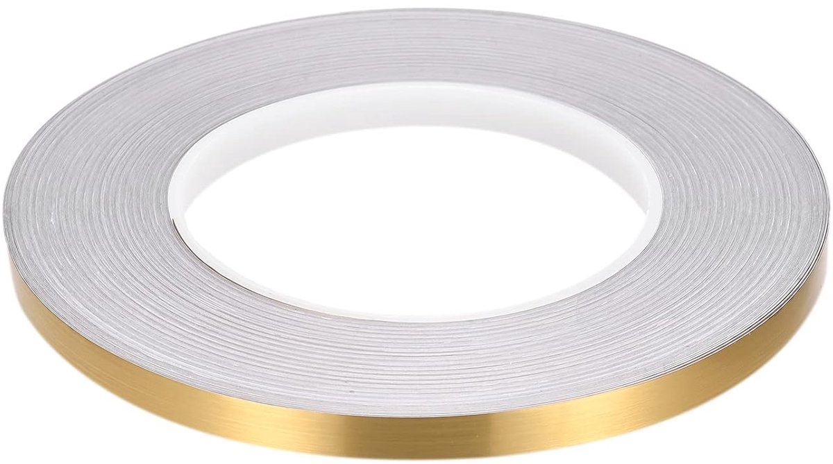 SnelShoppen - Zelfklevende Tegel Sticker Tape - 1.8cm x 150m - Gouden Kleur - Decoratie voor Muren en Vloeren - Ideaal voor Feesten en Huishoudelijk G