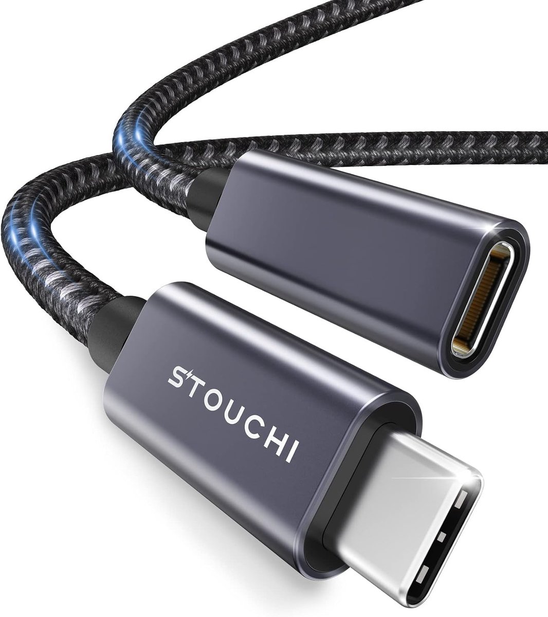 SnelShoppen - USB C Verlengkabel 0.3m, Snelle Type C 3.2 Verbinding voor Audio/Dataoverdracht en Snelladen tot 100W, Perfect voor Galaxy Tab S8, M1/M2