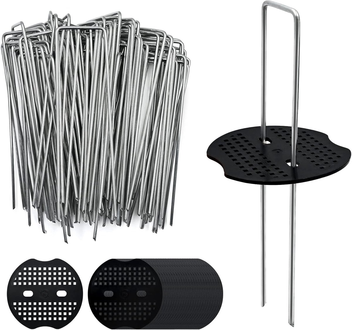 SnelShoppen - 80 Stuks 6 Inch Tuinstaken Metalen Stevige U-Vormige Tuinpennen Voor Tent, Kunstgras, Onkruidbestrijdingsdoek, Barrièrefabricage