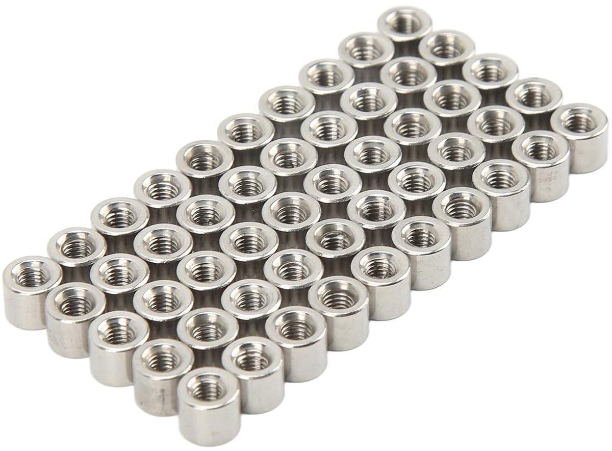 SnelShoppen - Ronde Koppelnagels, 50 Stuks Ronde Verbindingselementen, 304 Rvs M3 Vrouwelijk Draad Cilindrische Koppelnagel voor Thuis, Lente Bevestig