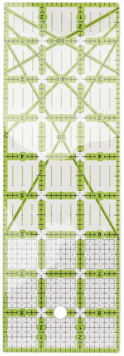 SnelShoppen - Quilting Ruler 9x3in Acryl Liniaal voor Naaiprojecten met Groene Richtlijnen, Transparante Naai Liniaal met Hoekmarkeringen voor Perfect