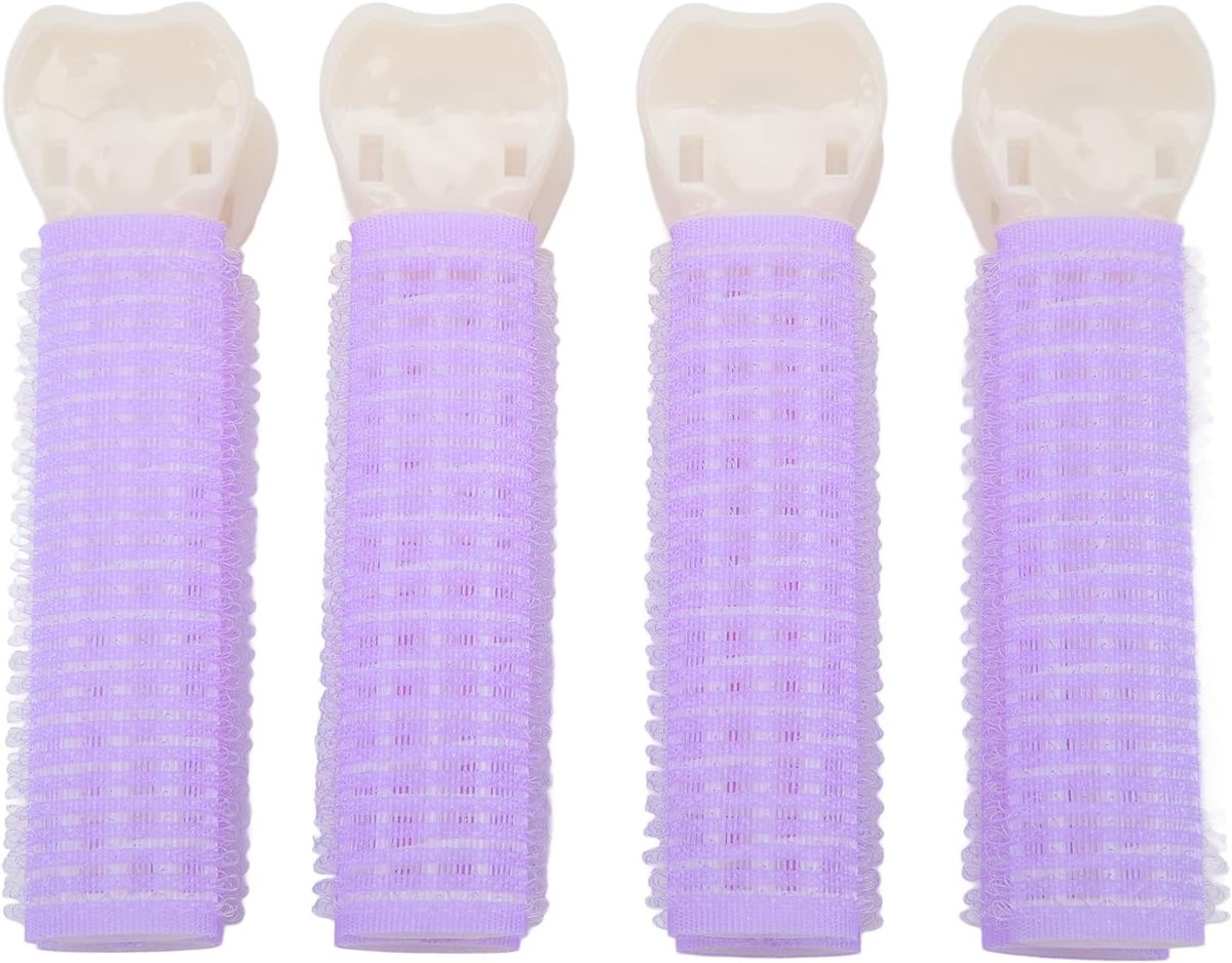 SnelShoppen - 4 Stuks Paarse Haarwortelclips voor Volume en Dagelijks Gebruik - Veilig en Hittevrij Haarstyling Roller