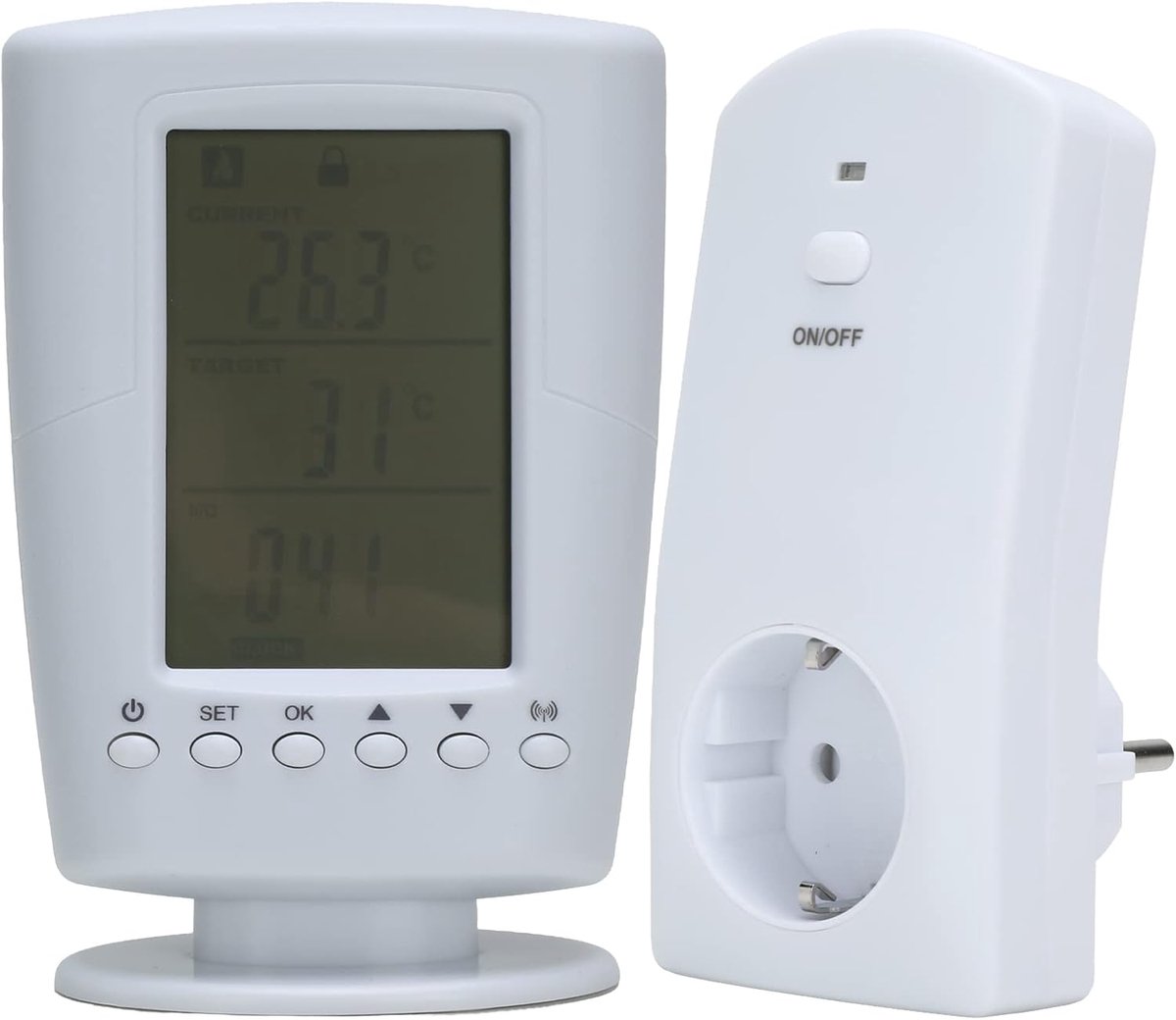 SnelShoppen - Draadloze Plug-In Thermostaat - Multifunctionele Auto Programmeerbare Digitale Temperatuurregelaar 220V met LCD Scherm en Hoge Precisie