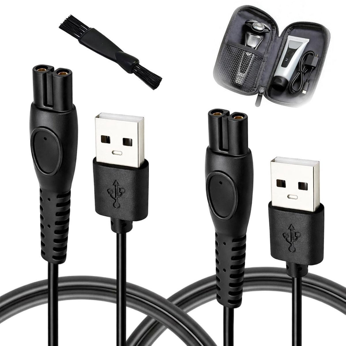 2-Pack USB Oplaadkabel 5V voor Scheerapparaten, Vervangende 1A Oplaadkabel, Duurzaam en Betrouwbaar