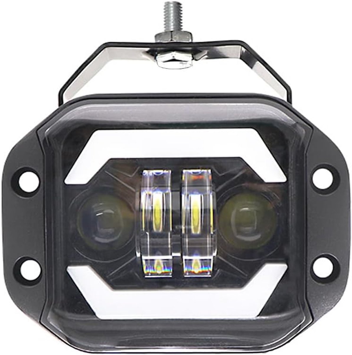 SnelShoppen - Riloer 1x Ingebouwde LED Werklicht Bar, Hooghelder Waterdicht, Geschikt voor 12V/24V Voertuigen, 4000LM, D-vormige Projectorlens, Energi