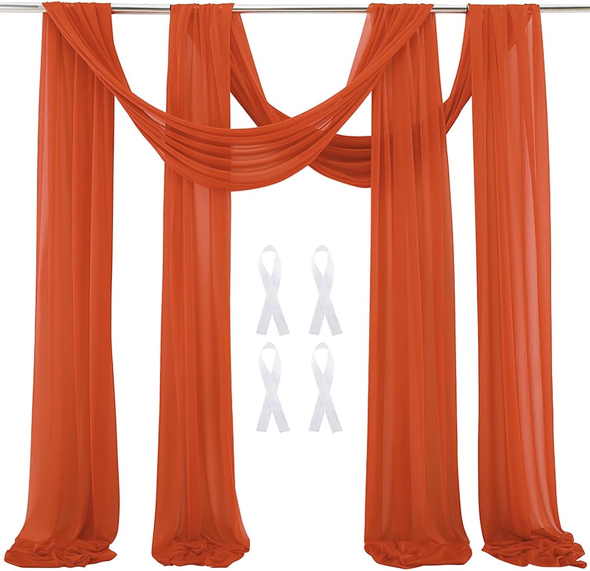SnelShoppen - Wedding arch sheer curtains backdrop voile curtain chiffon drape fabric 6.1m transparante gordijnen voor bruiloft ceremonie receptie fee