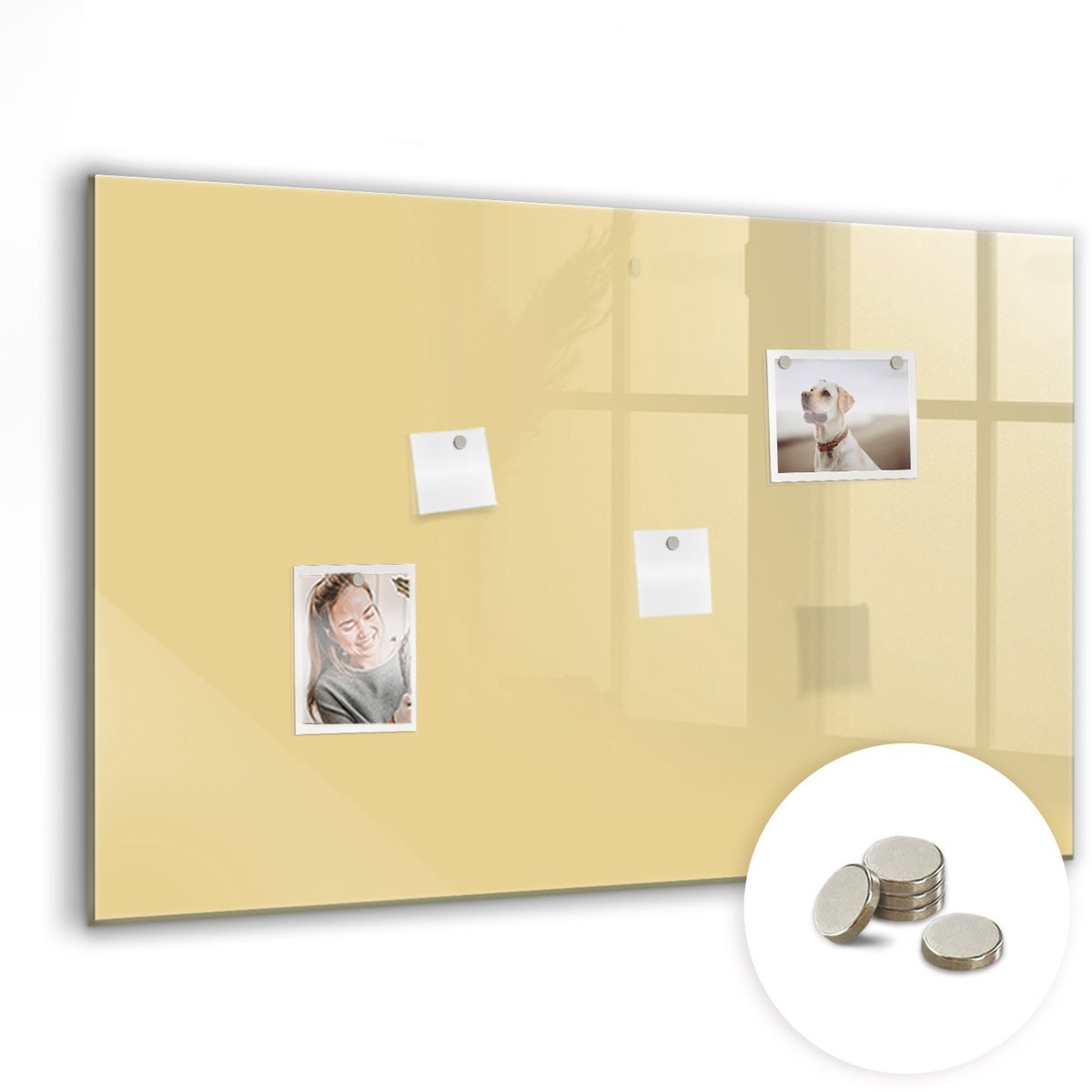 Coloray Glazen Magneetbord - Magnetisch Bord Oranje kleur - 90x60 cm - Romig Magneetbord - Magnetic Board - Woonkamer Decoratie