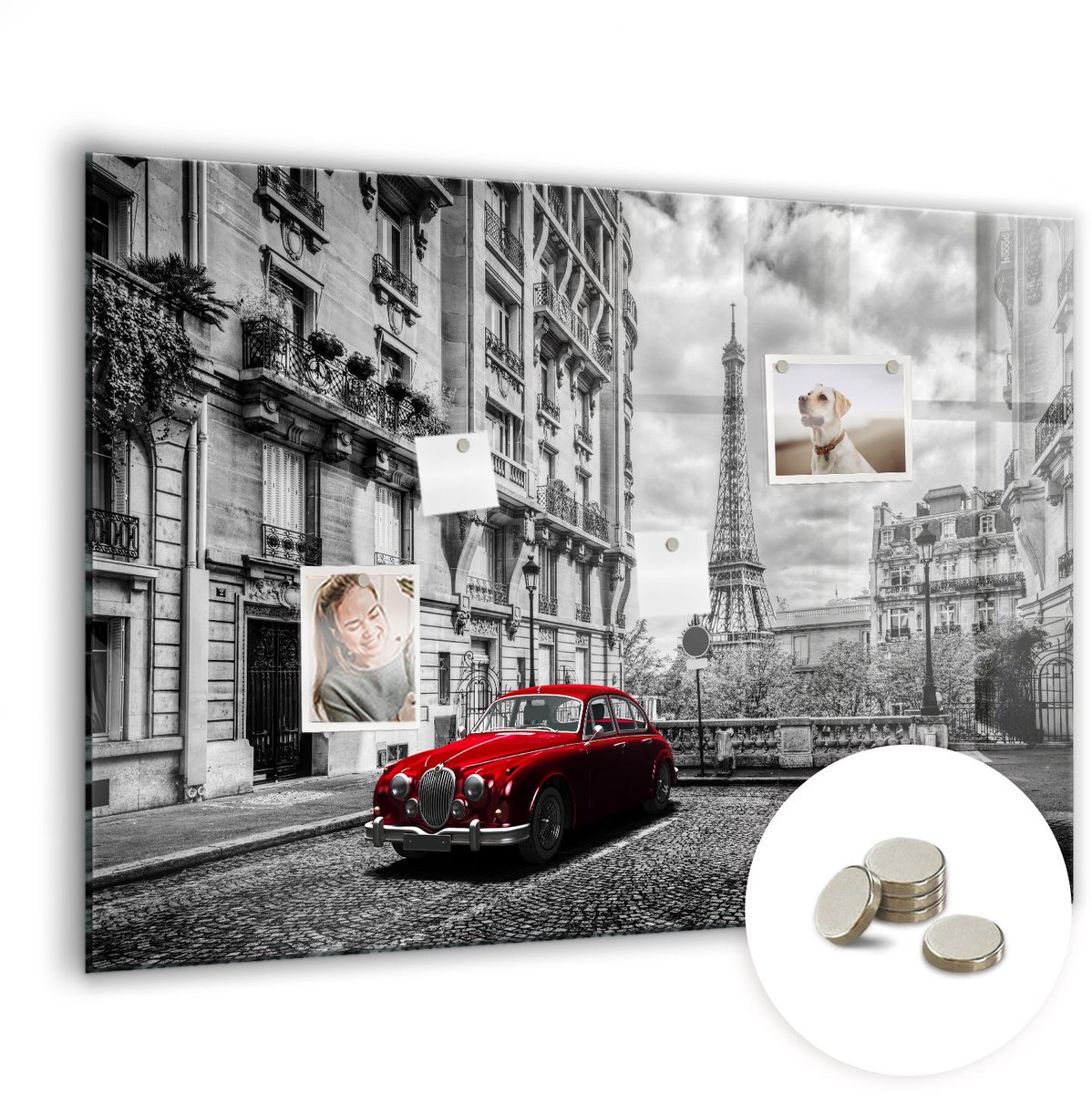 Coloray Glazen Magneetbord - Magnetisch Bord Abstracte driehoeken - 100x70 cm - Veelkleurig Magneetbord - Magnetic Board - Magnetisch Wandbord