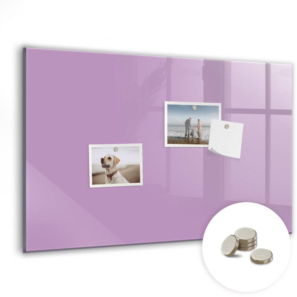 Coloray Glazen Magneetbord - Magnetisch Bord Lila kleur - 60x40 cm - Lila Magneetbord - Magnetic Board - Memobord