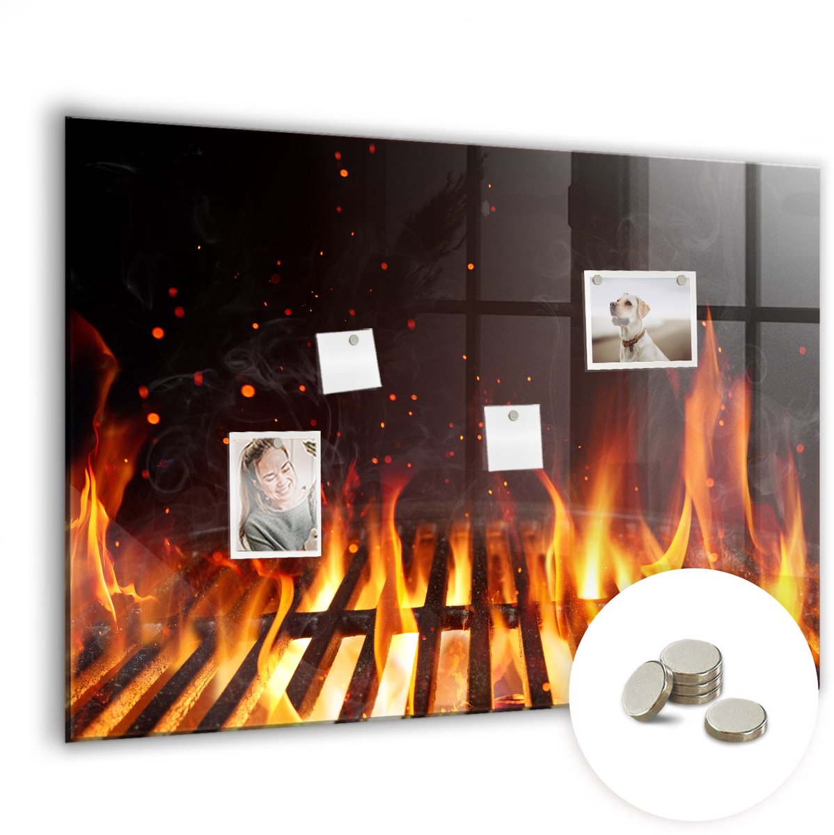 Coloray Glazen Magneetbord - Magnetisch Bord Basilicumblaadjes - 100x70 cm - Oranje Magneetbord - Magnetic Board - Memobord