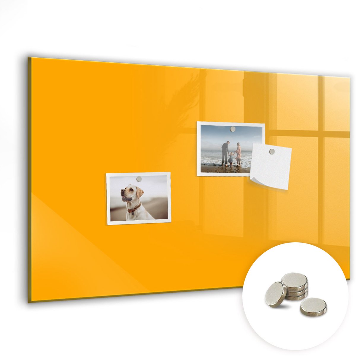 Coloray Glazen Magneetbord - Magnetisch Bord Goudgele kleur - 60x40 cm - Donkergeel Magneetbord - Magnetic Board - Magneetbord Design