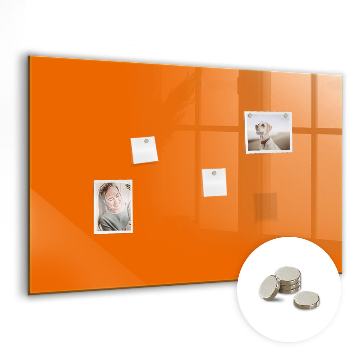 Coloray Glazen Magneetbord - Magnetisch Bord Lichtgele kleur - 90x60 cm - Oranje Magneetbord - Magnetic Board - Memobord