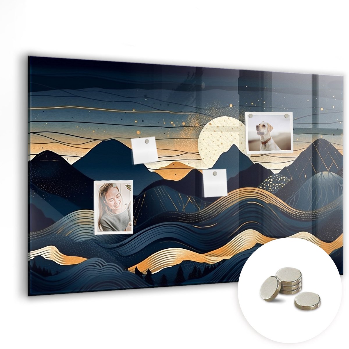 Coloray Glazen Magneetbord - Magnetisch Bord Lineaire kaart - 90x60 cm - Veelkleurig Magneetbord - Magnetic Board - Magneetbord Design