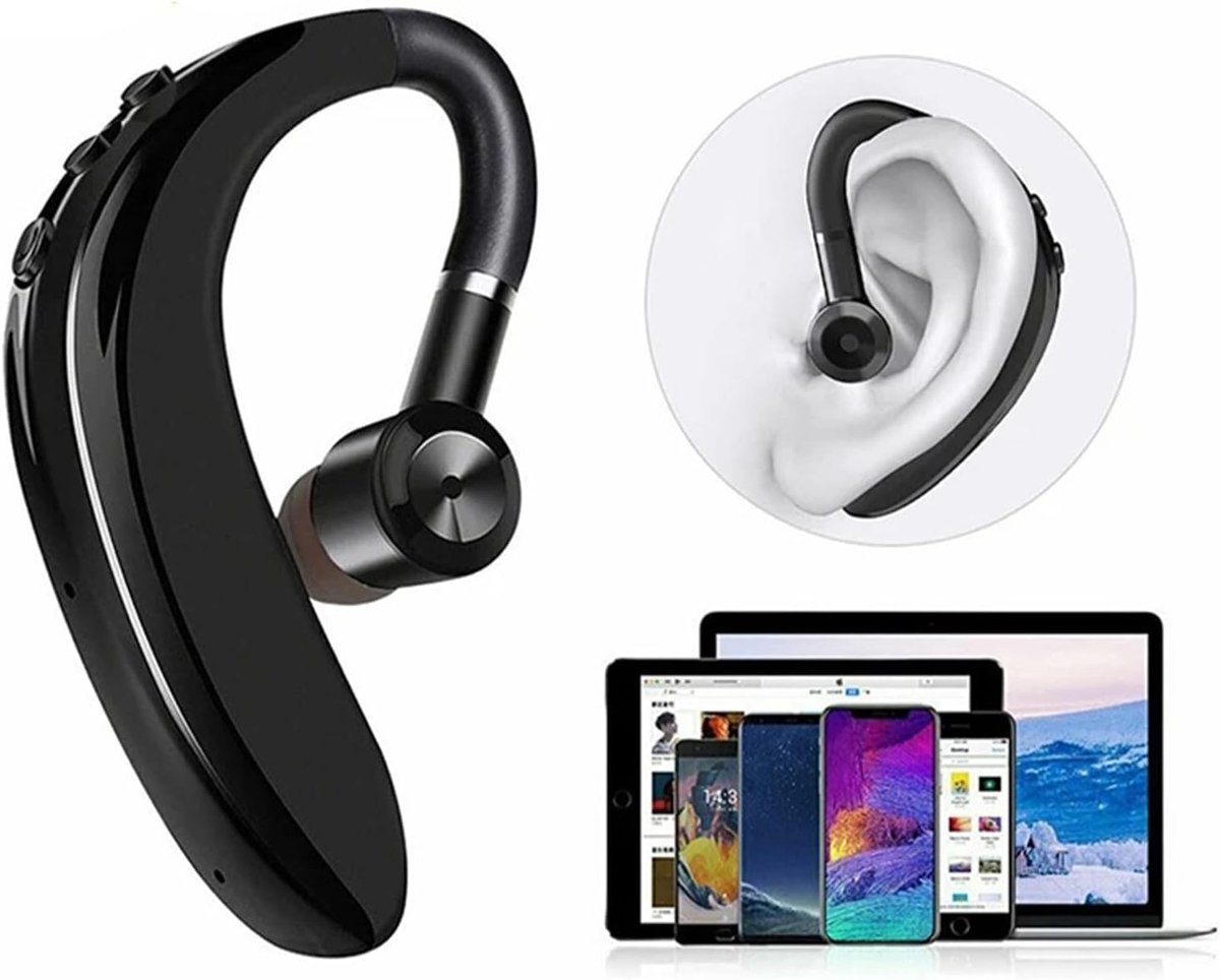 SnelShoppen - Draadloze Bluetooth5.2 Headset met HD Microfoon, Ergonomisch Design voor Mobiele Telefoon en Tablet, Universeel voor Links en Rechts Oor